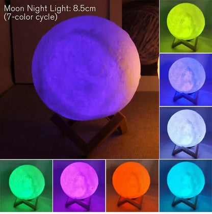 D5 Starry Moon Lamp 8cm - LED Night Light with Stand, Perfect for Bedroom Decor and Gifts